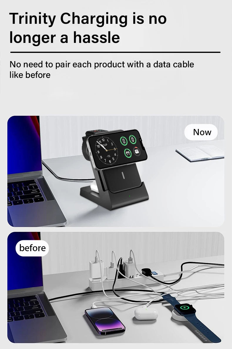 3-in-1 MagSafe Power Bank Wireless Charger for iPhone & iWatch