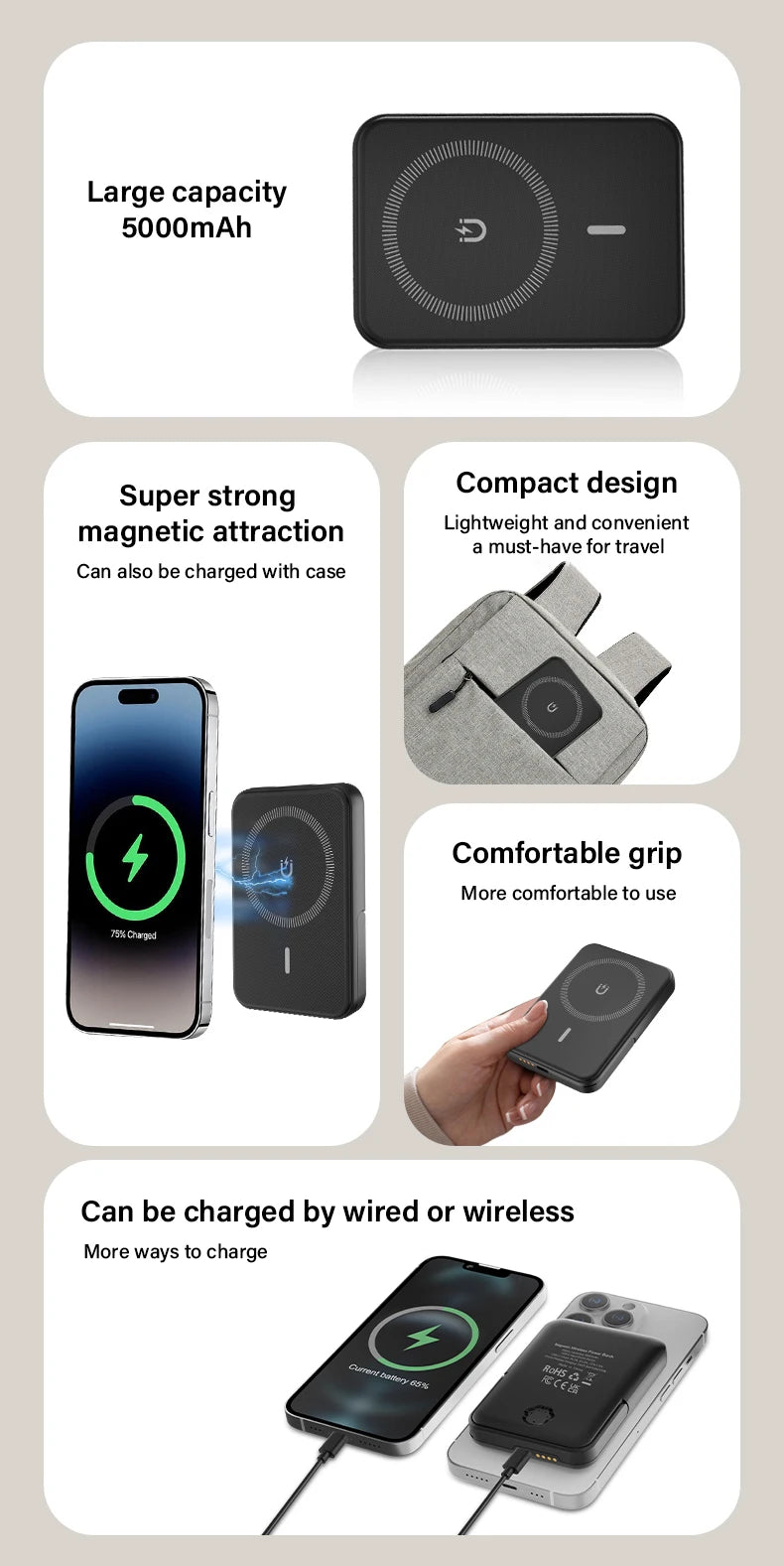 3-in-1 MagSafe Power Bank Wireless Charger for iPhone & iWatch