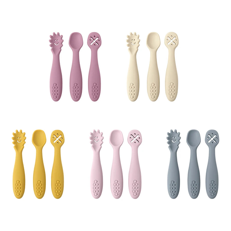 3PCS Baby Feeding Spoon Set – Soft Silicone Utensils for Newborns & Toddlers