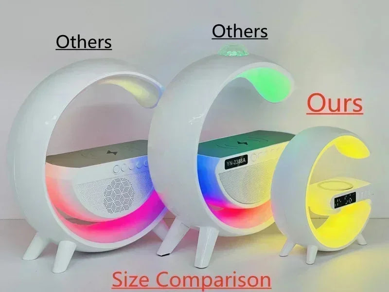 3-in-1 Fast Wireless Charger & Bluetooth Speaker with RGB Clock Light – For iPhone & Samsung