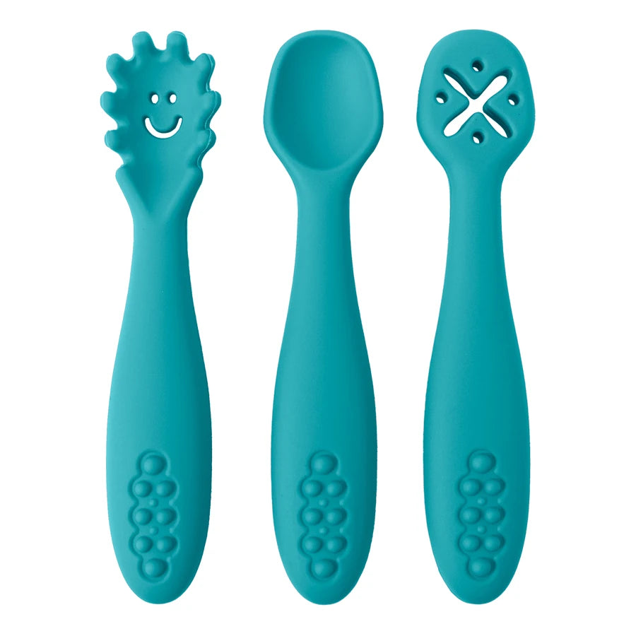 3PCS Baby Feeding Spoon Set – Soft Silicone Utensils for Newborns & Toddlers