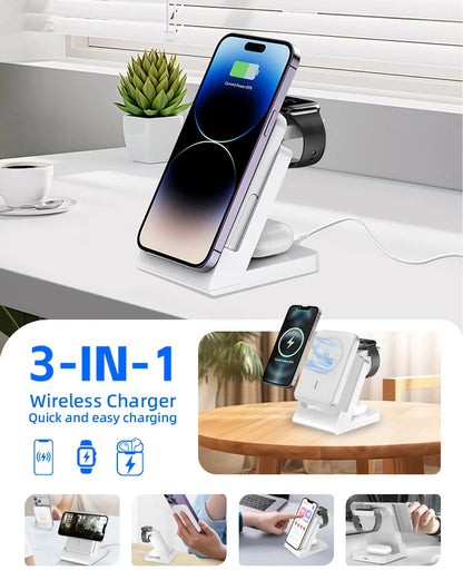 3-in-1 MagSafe Power Bank Wireless Charger for iPhone & iWatch