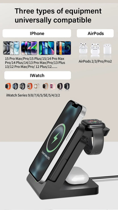 3-in-1 MagSafe Power Bank Wireless Charger for iPhone & iWatch