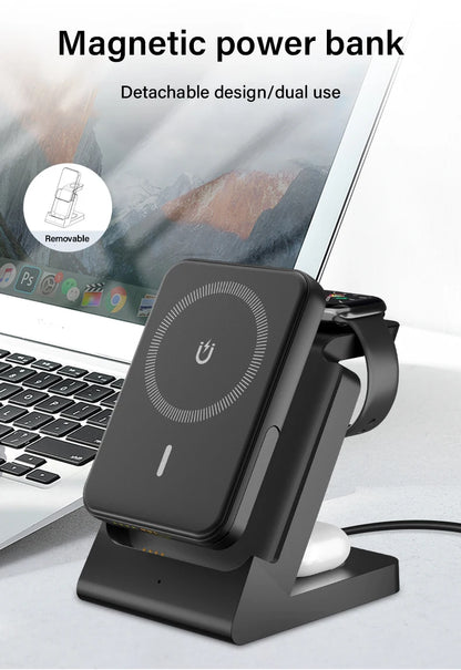 3-in-1 MagSafe Power Bank Wireless Charger for iPhone & iWatch